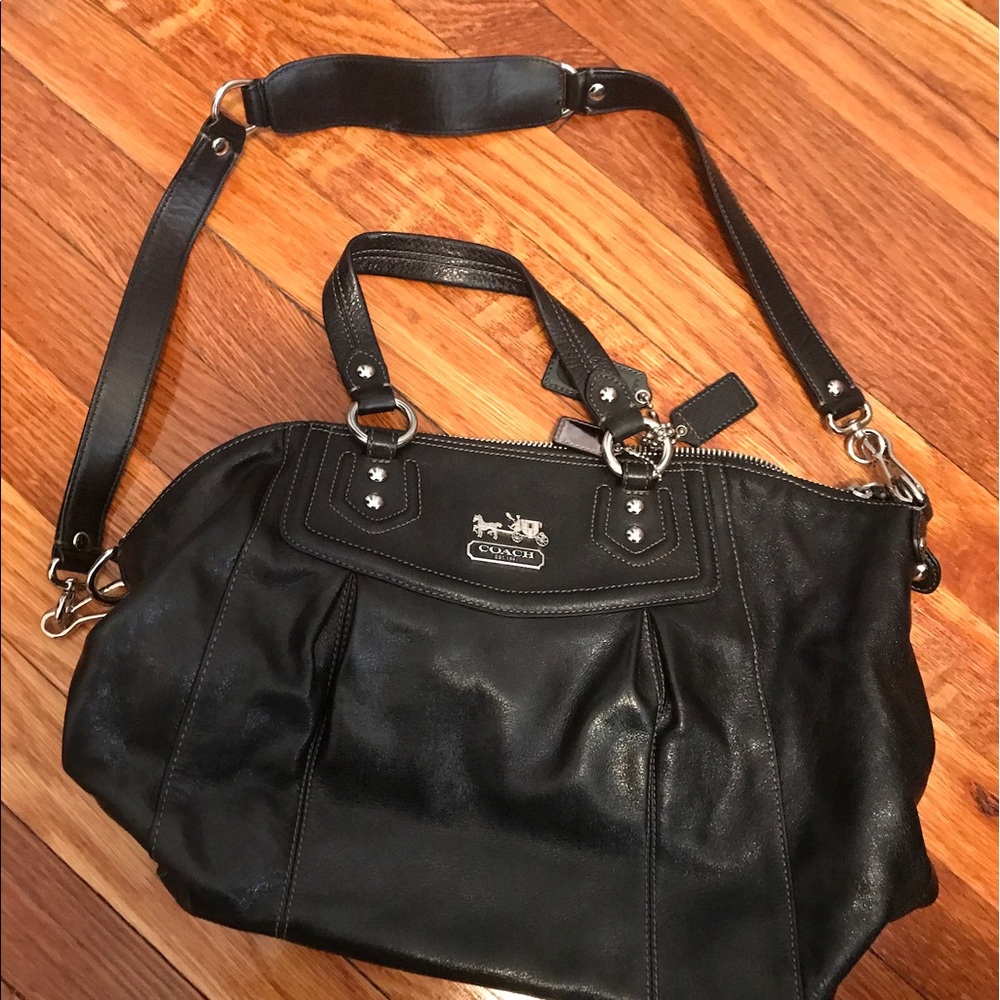 Coach black leather bag